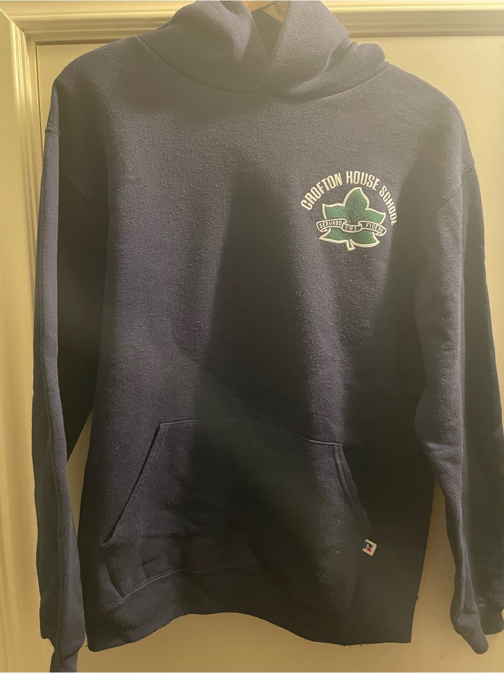 Vintage Crofton House School Navy Hooded Sweatshirt made in USA